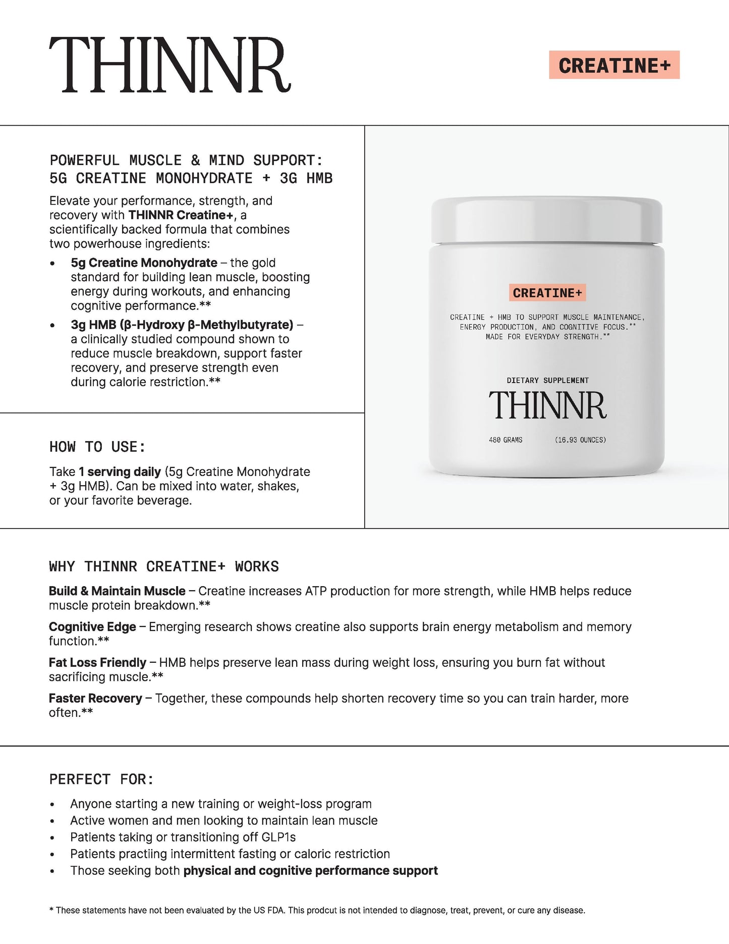 Creatine + HMB - Support Lean Muscle, Energy, & Endurance